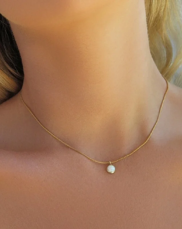 Classic Bar Pendant Necklace-Bello Opal Snake Necklace  - 14k Yellow Gold Fill