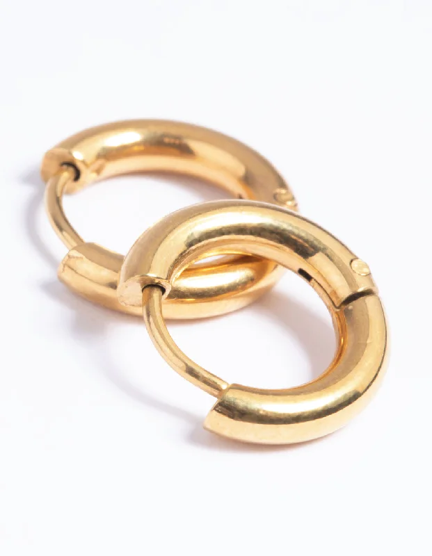 Cute Flower Earrings-Gold Plated Surgical Steel Chunky Huggie Hoop Earrings