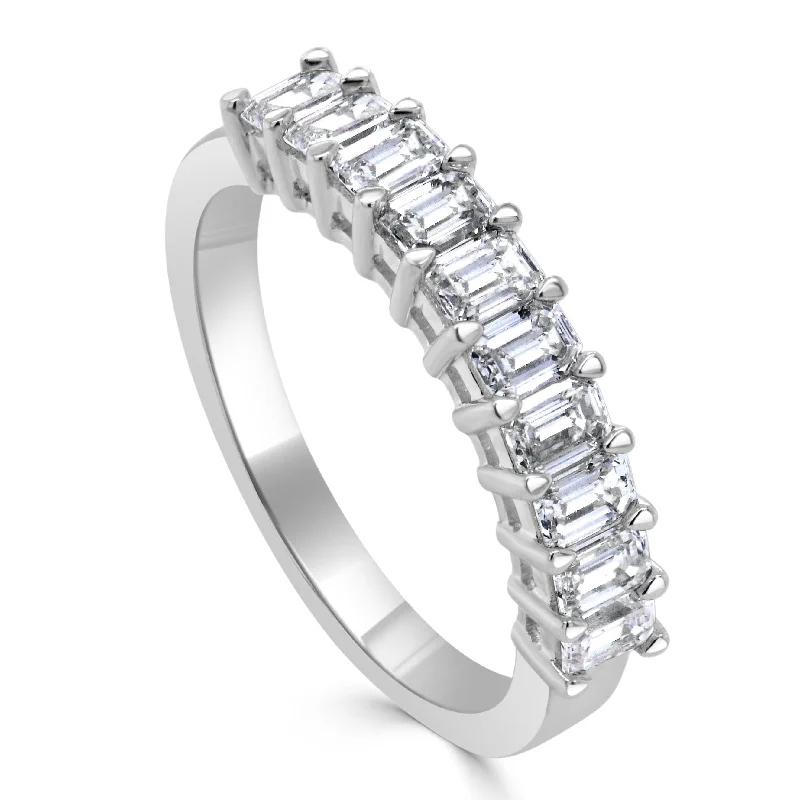 14k Gold & Emerald-Cut Diamond Band