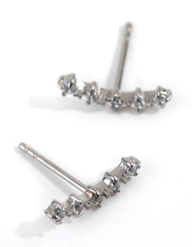 Fashion Hoop Earrings-Surgical Steel Cubic Zirconia Crawler Stud Earrings