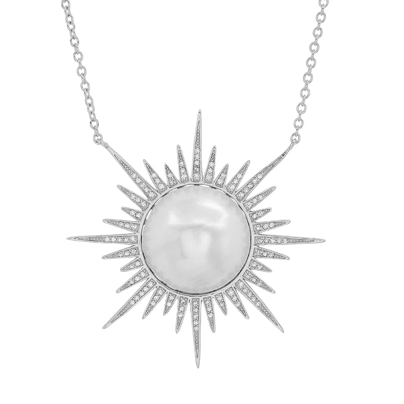 Fashion Crystal Necklace-CZ Sunburst Necklace