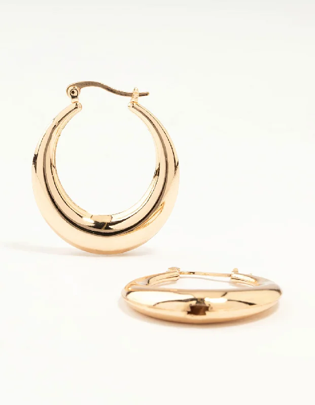 Party Drop Earrings-Gold Boat Hoop Earrings