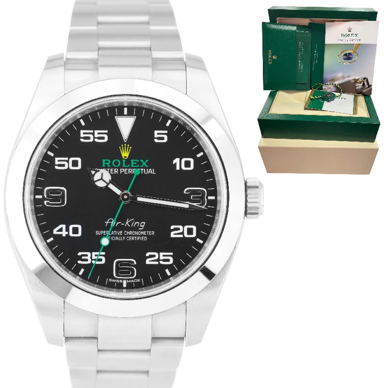 Luxury Watch for Gift-2018 Rolex Air-King 40mm Green Black Stainless Steel Arabic 116900 Watch B+P