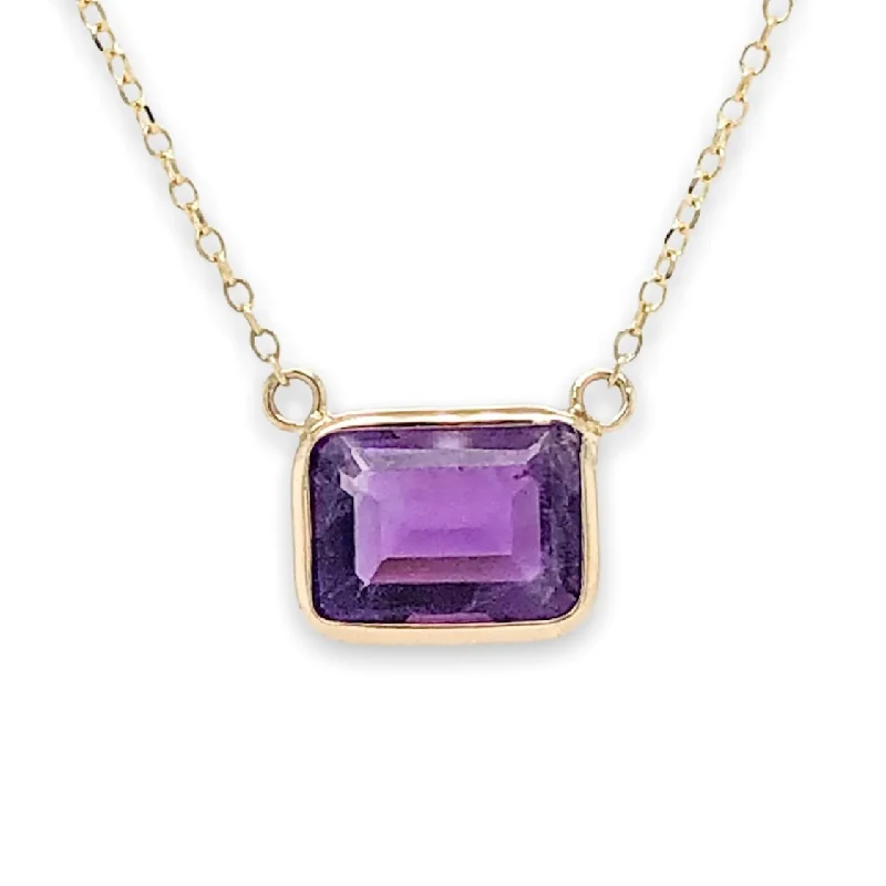 Romantic Heart Necklace-14K Y Gold 8X6mm Amethyst Necklace