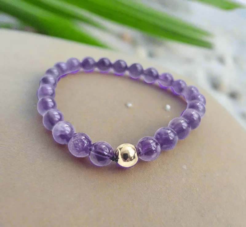 Silver Rope Bracelet-Amethyst Crown Chakra Bracelet