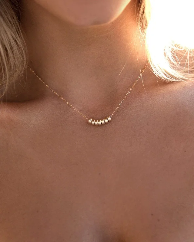 Chunky Crystal Necklace-Seven Ring Necklace - 14k Yellow Gold Fill