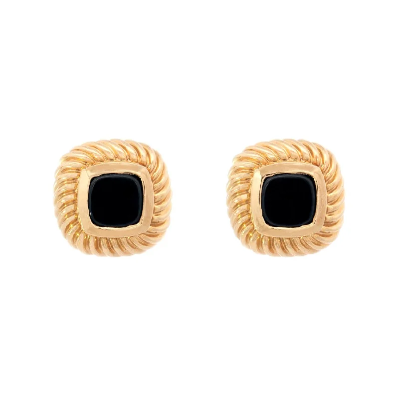 Pear Shaped Earrings-DAVID YURMAN Estate 18k Onyx Stud Earrings