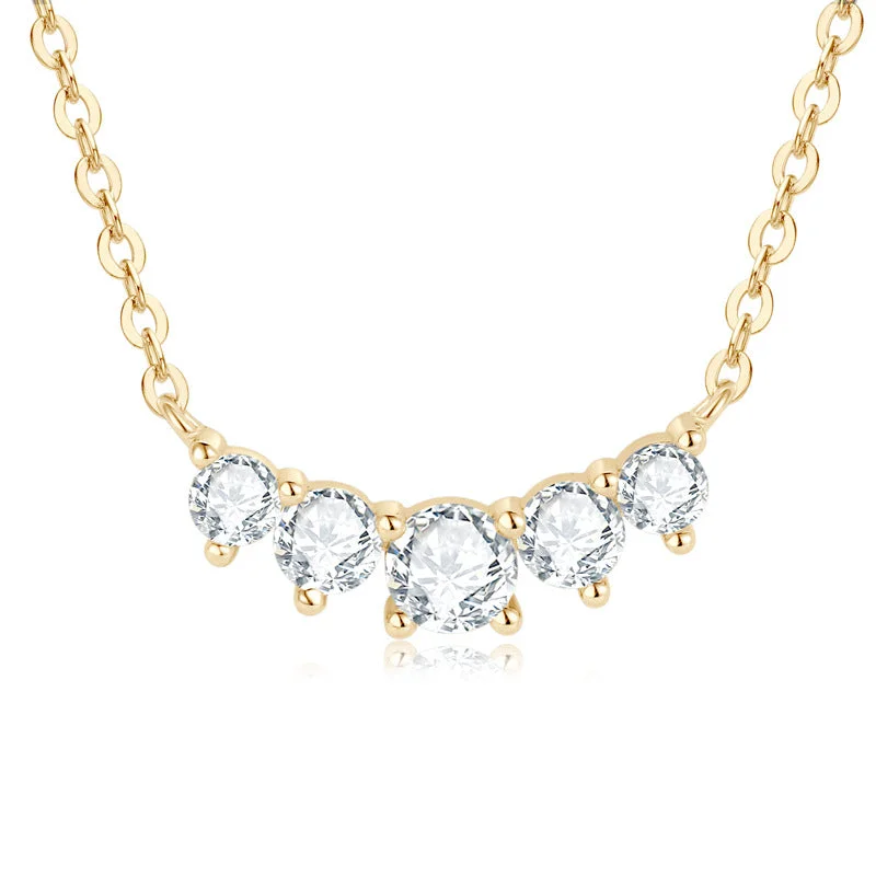 Unique Silver Chain Necklace-Diamond Row Chic Simplistic Necklace | S925 | Moissanite