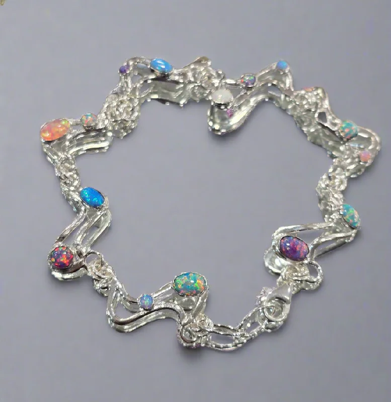 Custom Bracelet for Friends-Lavan Sterling Silver Multi-Stone Opal Bracelet