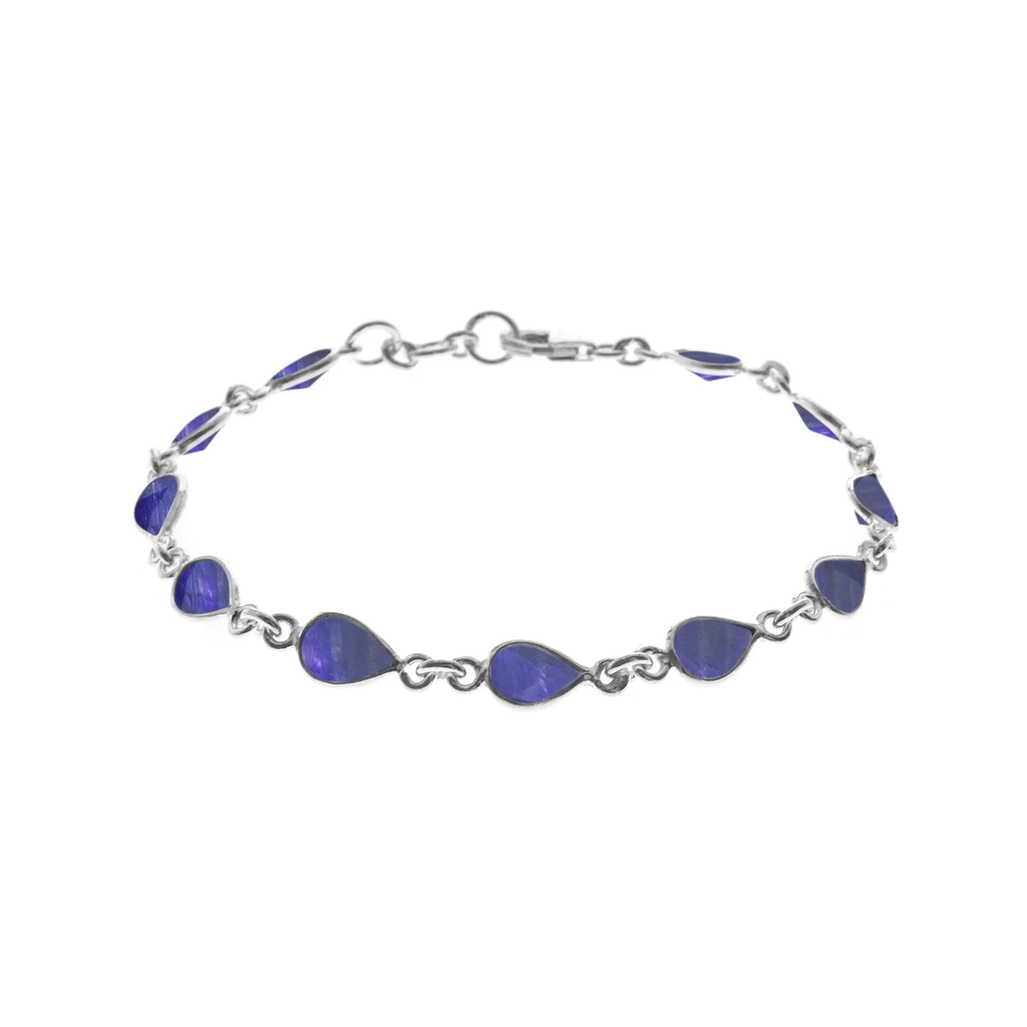 Personalized Name Bracelet-Sterling Silver Sapphire Quartz Teardrop Bracelet