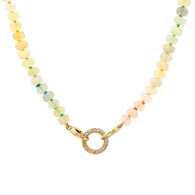 Simple Birthstone Necklace-Opal Beaded Strand