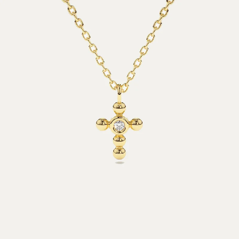 Oval Pendant Necklace-18K Gold Sphere Cross Necklace