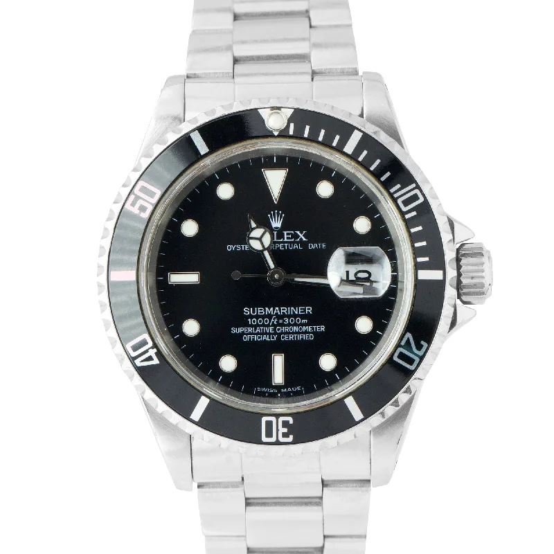 Waterproof Watch for Swimming-Rolex Submariner Date 40mm Black Dial SWISS MADE Stainless Steel Watch 16610