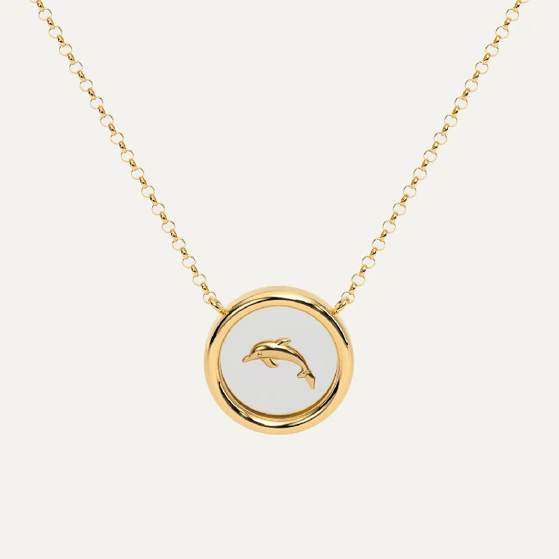 Teardrop Crystal Necklace-18K Gold circular Resin Charm Necklace