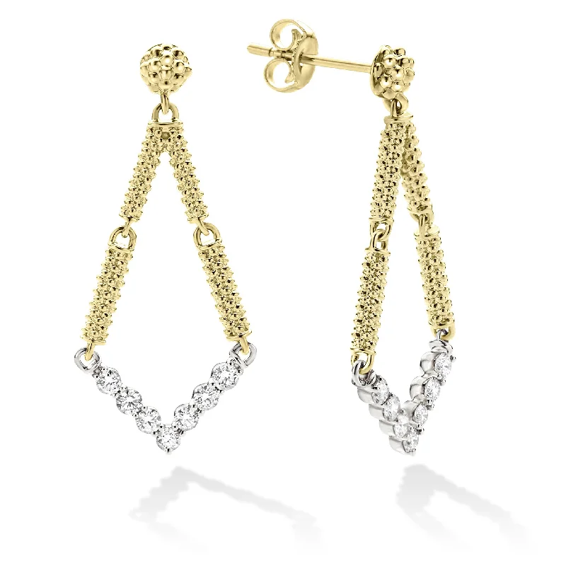 Gold-Plated Earrings-Signature Caviar Petite Superfine Diamond Drop Earrings