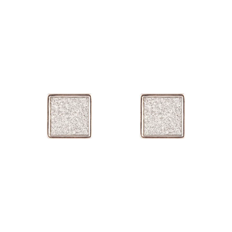 Luxury Pearl Earrings-Silver Glitter Inlay Square Earrings