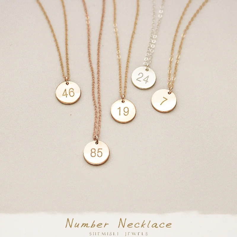 Cute Charm Pendant Necklace-Number Necklace, Uniform Number, Squad Number, Jersey Number, Shirt Number, Sweater Number, Lucky Unisex, Gold Filled, Silver • NDV9-03