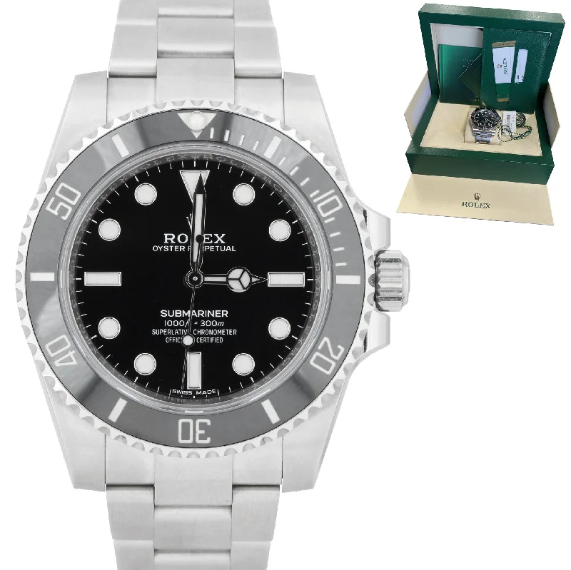 Men's Watch with Time Zone Function-2019 UNPOLISHED Rolex Submariner No-Date Stainless Steel 40mm Black Watch 114060