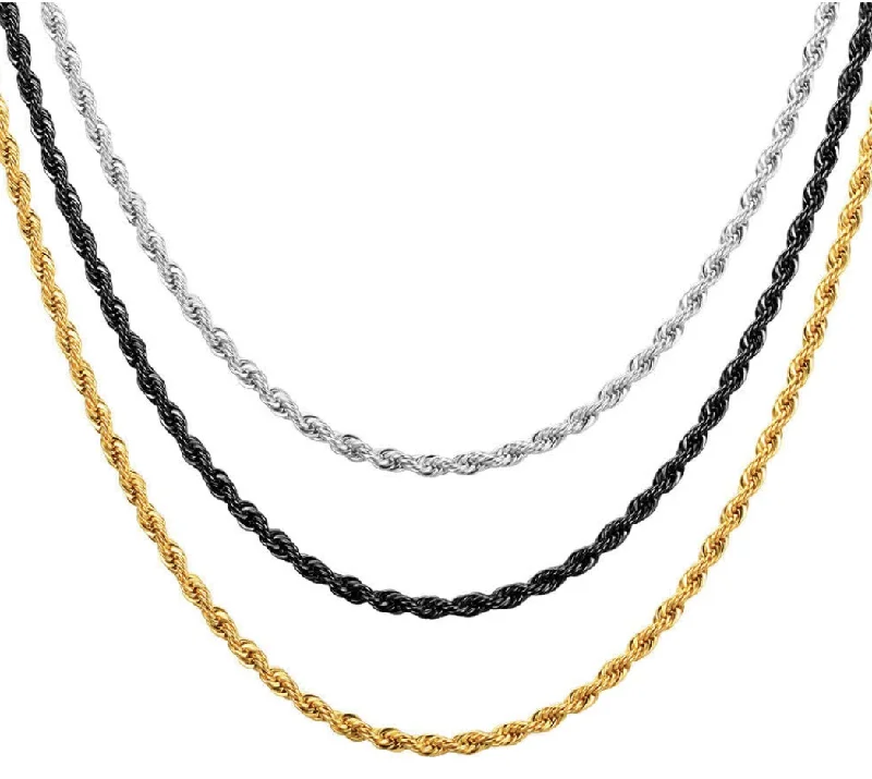 Geometric Gold Necklace-Twisted Rope Chain Necklace | Titanium Steel