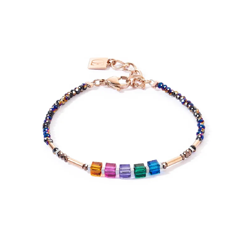 Custom Leather Bead Bracelet-Coeur De Lion Sparkling Multicolour Autumn Bracelet