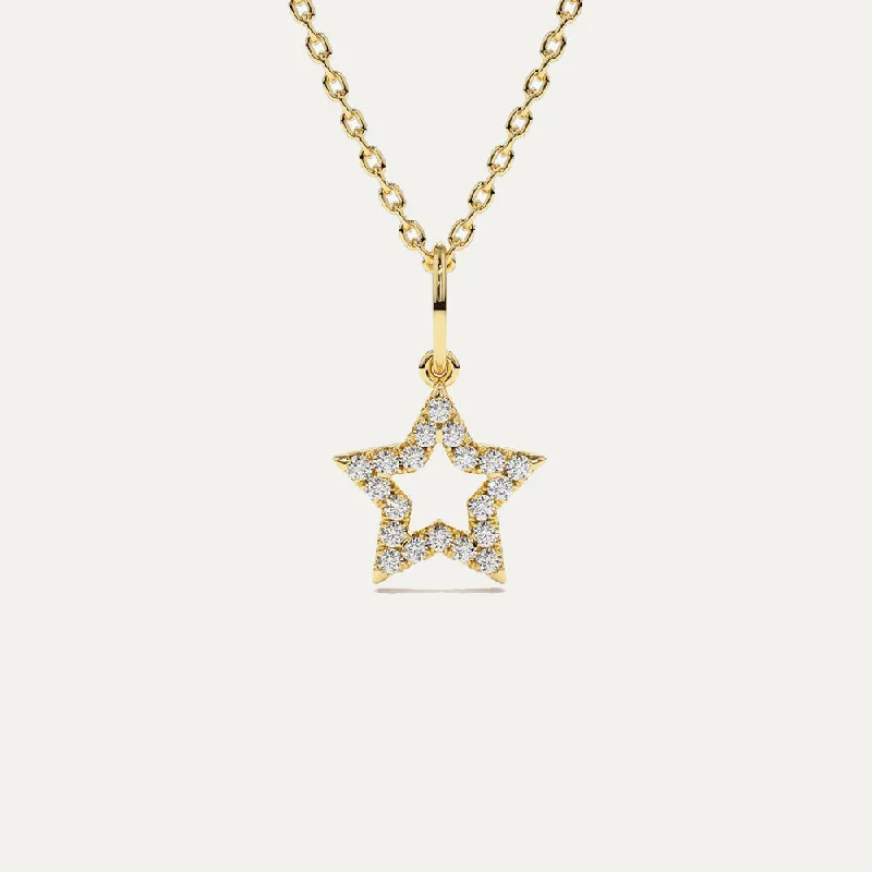 Layered Pearl Necklace-18K Gold Tiny Star Diamond Necklace