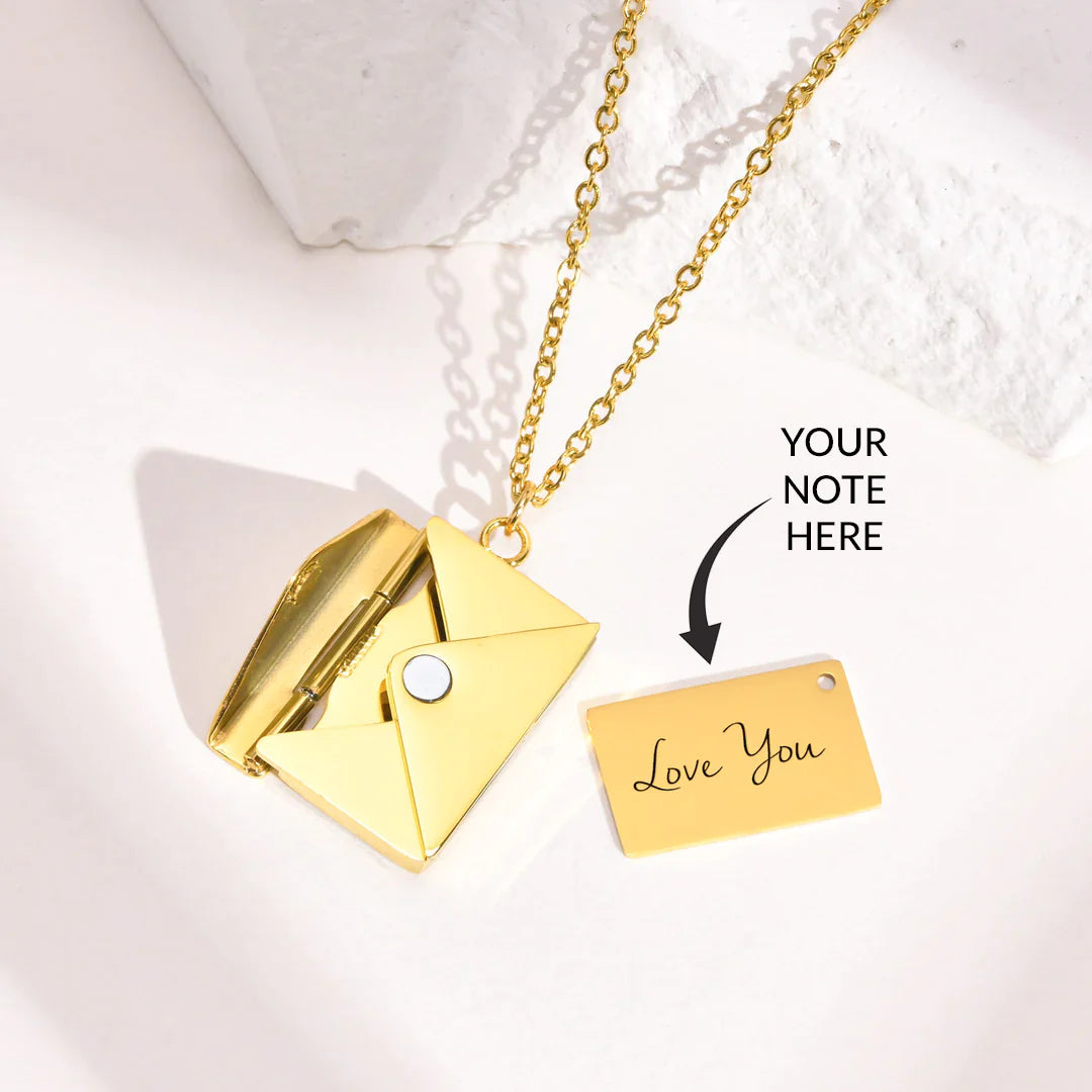 Romantic Gold Necklace-PERSONALIZED LOVE LETTER ENVELOPE NECKLACE