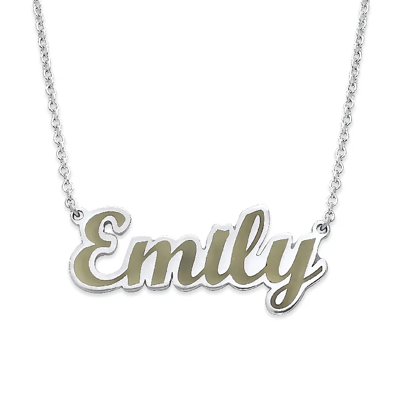 Elegant Crystal Necklace-Custom Enamel Name Necklace