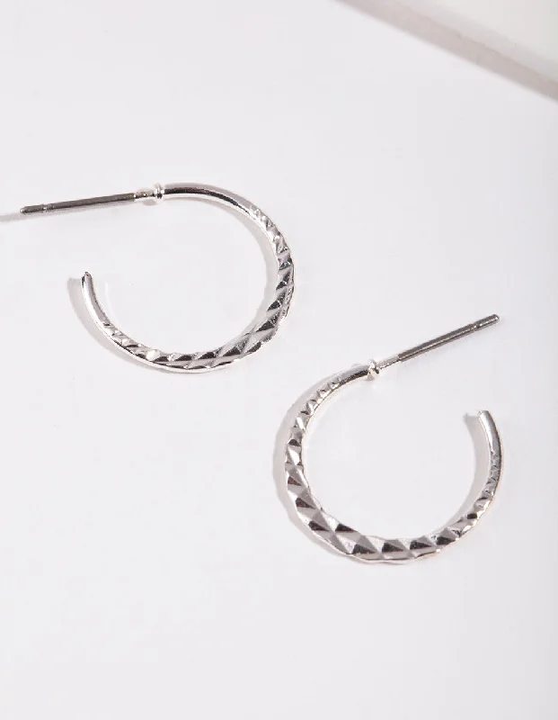 Elegant Ear Cuffs-Silver 16MM Beaded Hoop Earrings