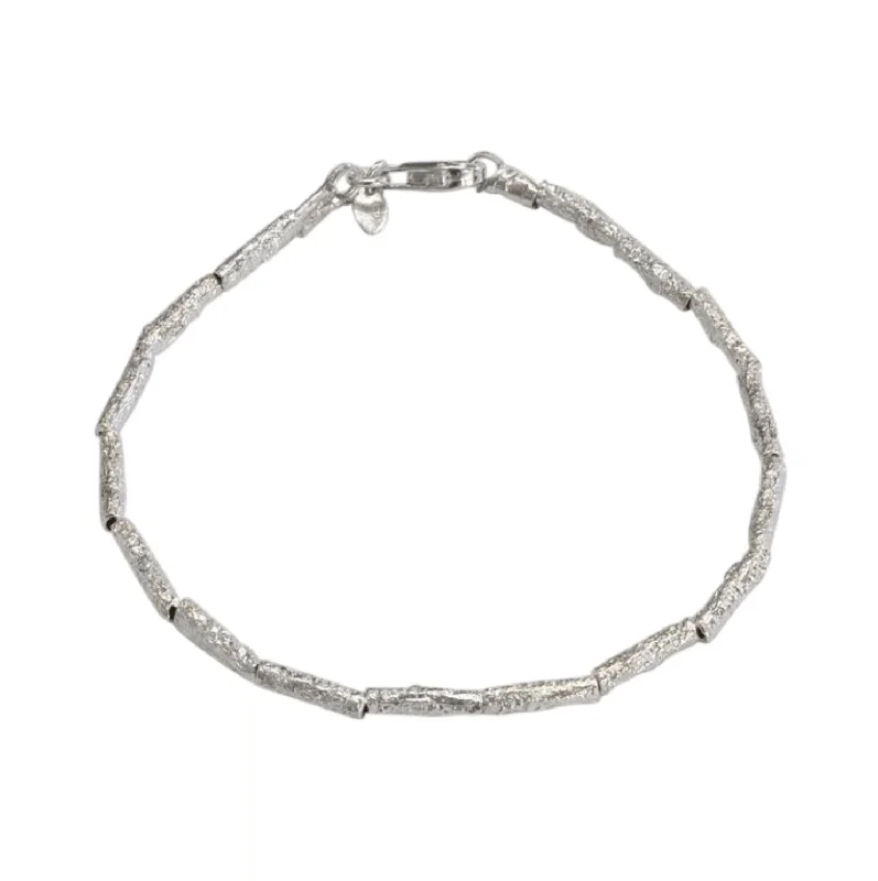 Custom Silver Bead Bracelet-Sterling Silver Textured Tunnel Bracelet