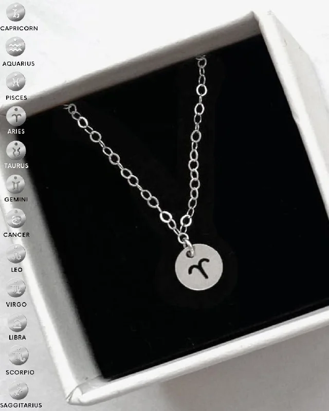 Simple Gold Necklace-Zodiac Coin Necklace  - Sterling Silver