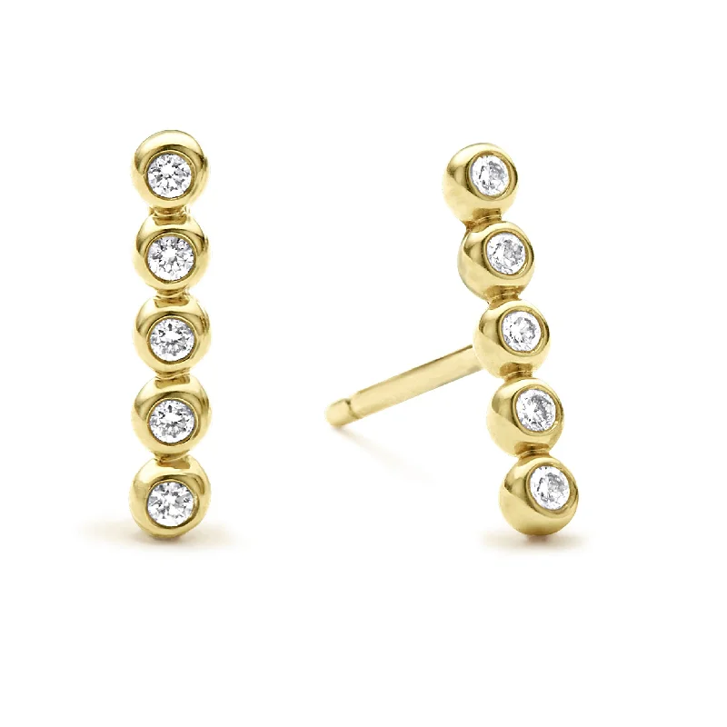 Colored Gemstone Earrings-KSL 18K Gold Diamond Bar Stud Earrings