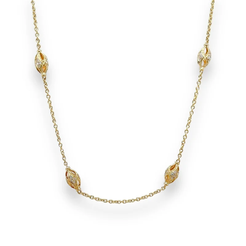 Minimalist Necklace-14K Y Gold 0.50ctw G-H/VS2 Diamond Station Necklace