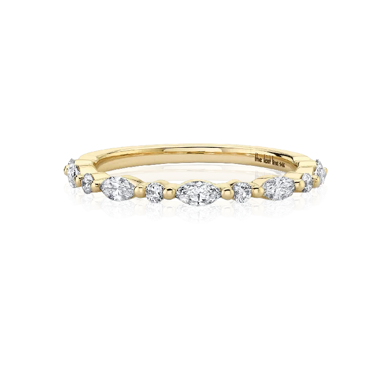 Dot Dash Ring - White Diamond / 14k Yellow Gold