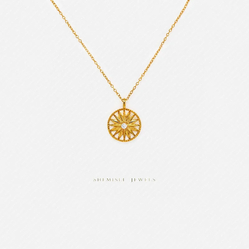 Silver Heart Pendant Necklace-Star Circle Necklace, Silver or Gold Plated  (15.5"+2") SHEMISLI - SN026