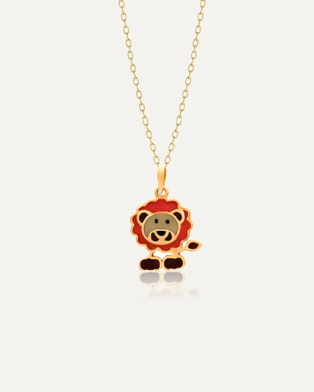 Trendy Choker Necklace-18K Gold Little Lion Kids Necklace