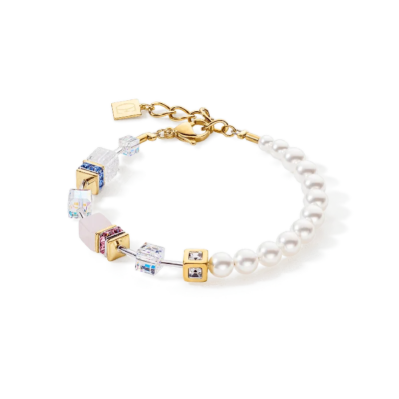 Multi-Layered Bracelet-Coeur De Lion Pastel GeoCUBE® and Precious Pearls Fusion Bracelet