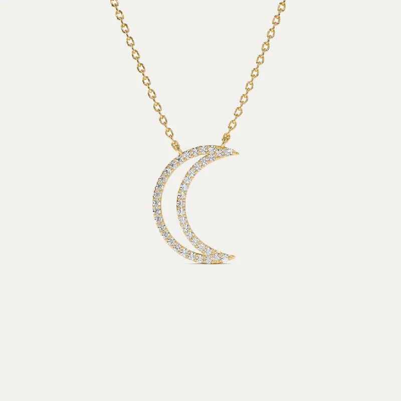 Modern Chain Necklace-18K Gold Diamond Moon Necklace