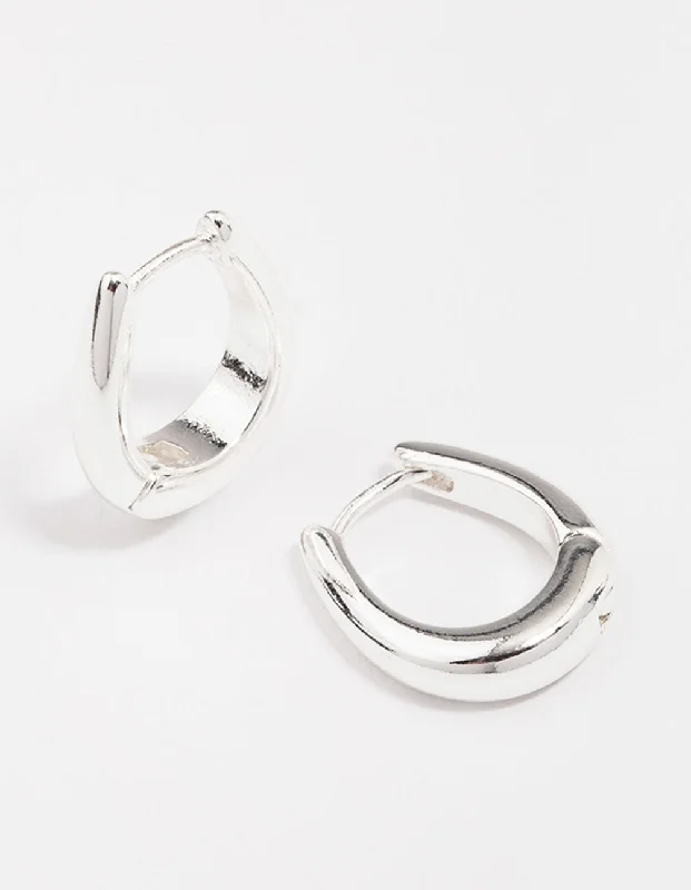 Classic Pearl Earrings-Silver Plated Gradual Small Huggie Hoop Earrings