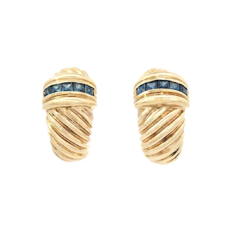 Colored Hoop Earrings-DAVID YURMAN Estate 14k Sapphire Earrings