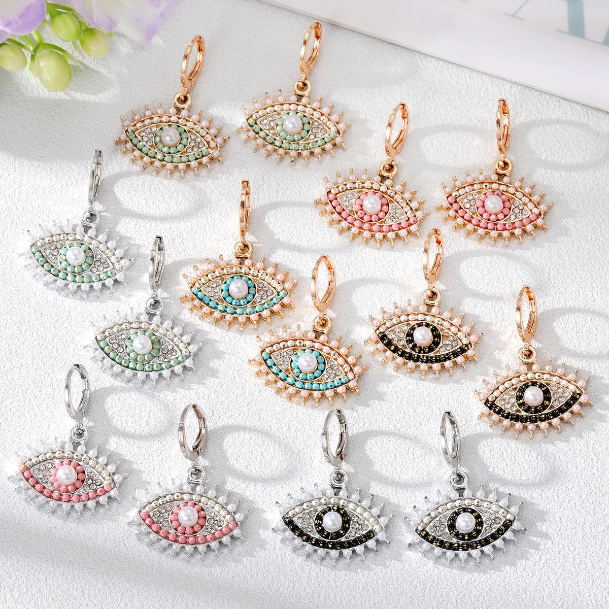 Wholesale Jewelry 1 Pair Fashion Devil's Eye Alloy Pearl Ear Studs