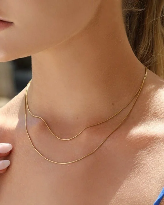 Adjustable Necklace-Mini Snake Necklace  - 14k Yellow Gold Fill