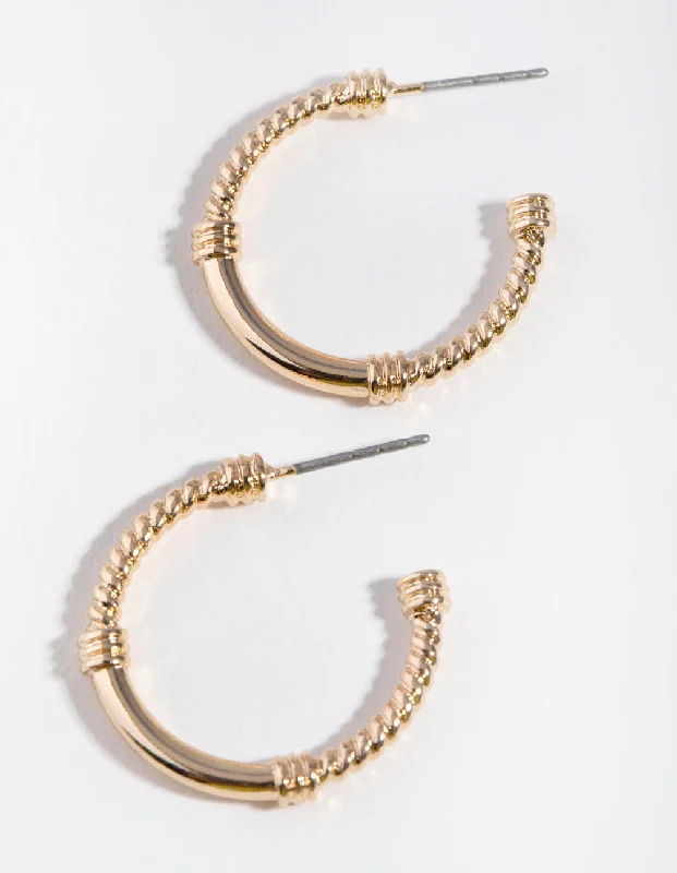 Chunky Gold Earrings-Gold Rope Hoop Earrings