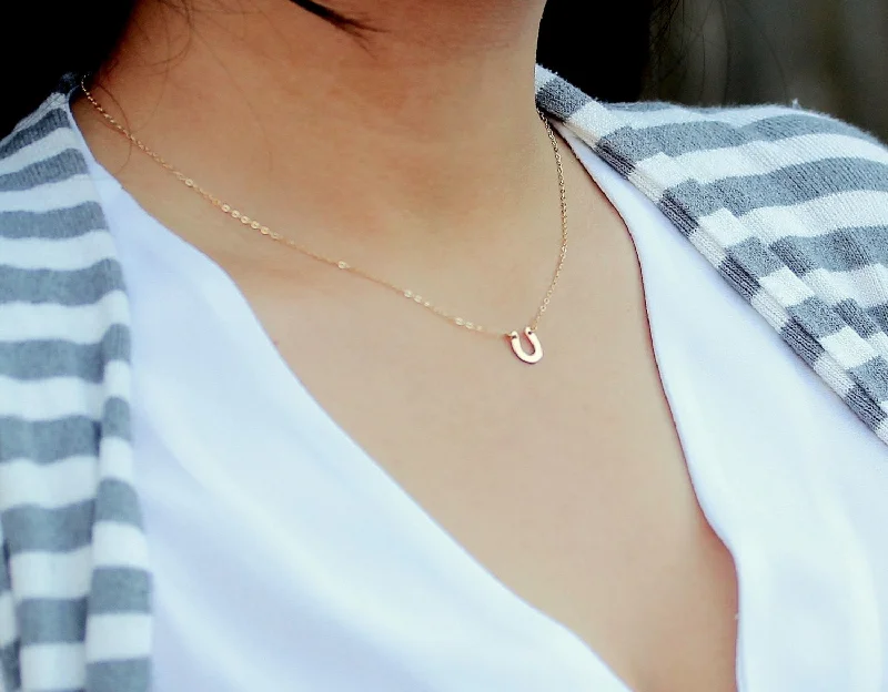 Designer Crystal Necklace-Tiny Horseshoe Necklace