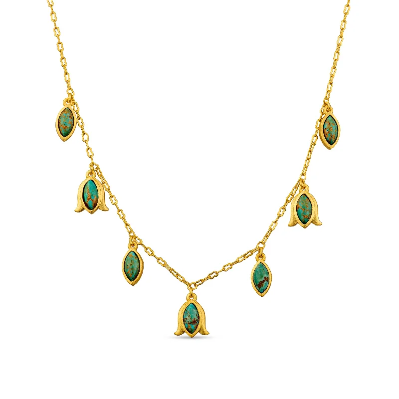 Unique Gemstone Necklace-Verona Tulip Necklace - Turquoise