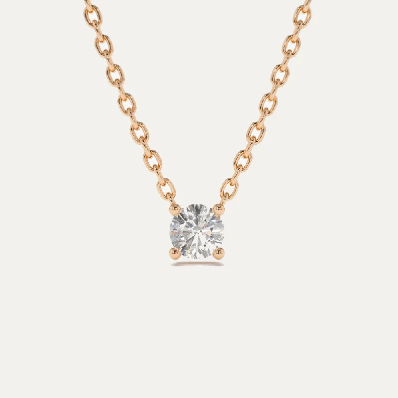 Personalized Gold Necklace-18K Gold Four Prong Diamond Solitaire Necklace