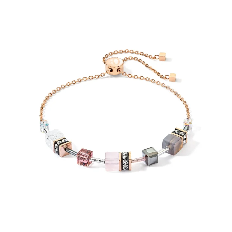 Gold Bangle Bracelet-Coeur De Lion GeoCUBE® Iconic Nature Rose Grey Chain Bracelet