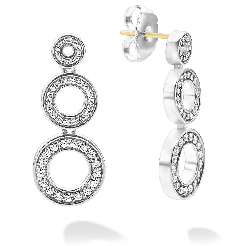 Birthday Gift Earrings-Caviar Spark Diamond Circle Drop Earrings