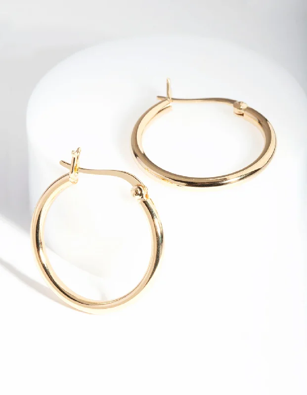 Crystal Stud Earrings-Gold Plated Sterling Silver Hoop Earrings