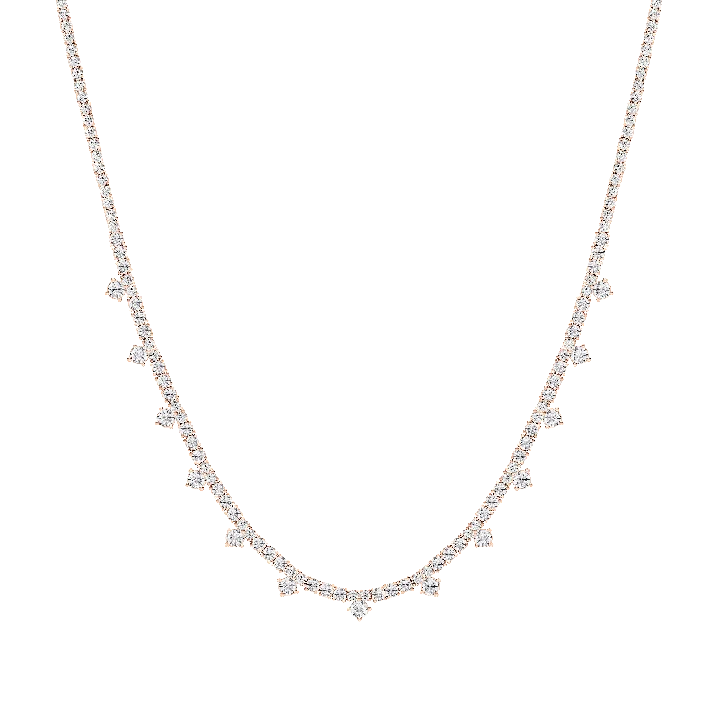 Gold-Plated Pendant Necklace-Diamond Tennis Necklace with Dangles